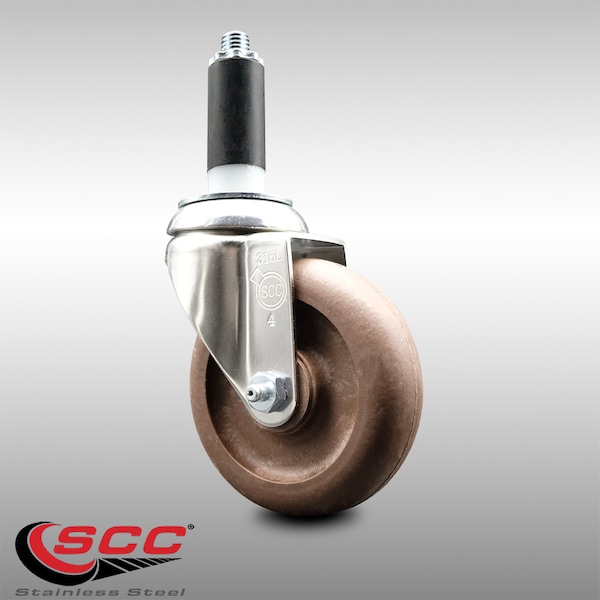 4 Inch 316SS High Temp Glass Filled Nylon 1-1/8 Inch Expanding Stem Caster SCC
